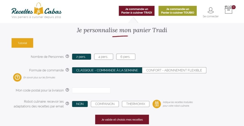 Comment fonctionne Recettes et Cabas